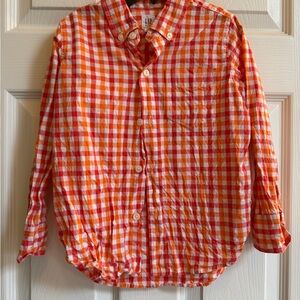 GAP Orange & White Gingham Button-Down Shirt